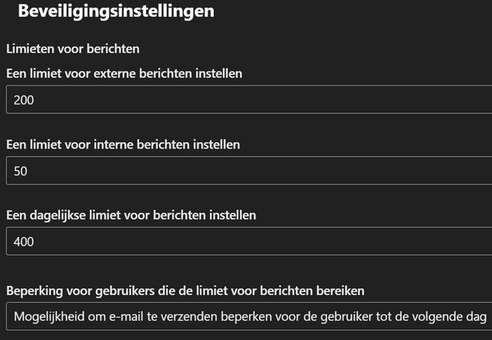 Anti-spam%20beleid%20Microsoft%20365%20uitgaande%20mail%20limieten%20aanpassen Microsoft 365 versturen email berichten geblokkeerd | deblokkeer gebruiker en pas limieten aan