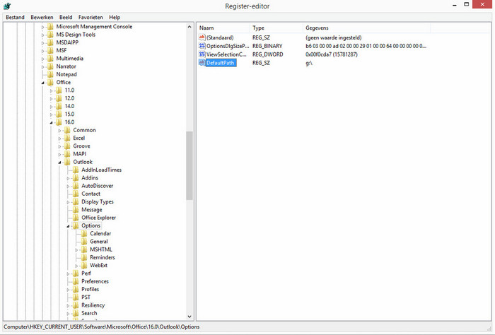 Standaard Opslaan Als map bijlagen Outlook instellen