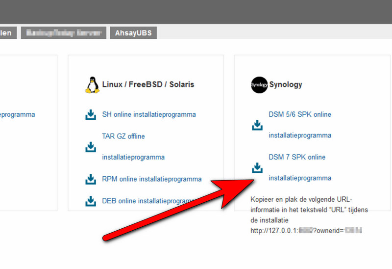 Ahsay OBM 9.x backup online software installeren op Synology NAS met DSM versie 7.2x